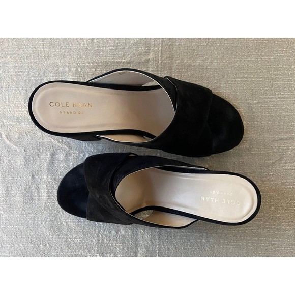 Cole Haan | Gabby Sandals Women's Size 9.5 B Black Suede Open Toe Casual Pump - Picture 4 of 12